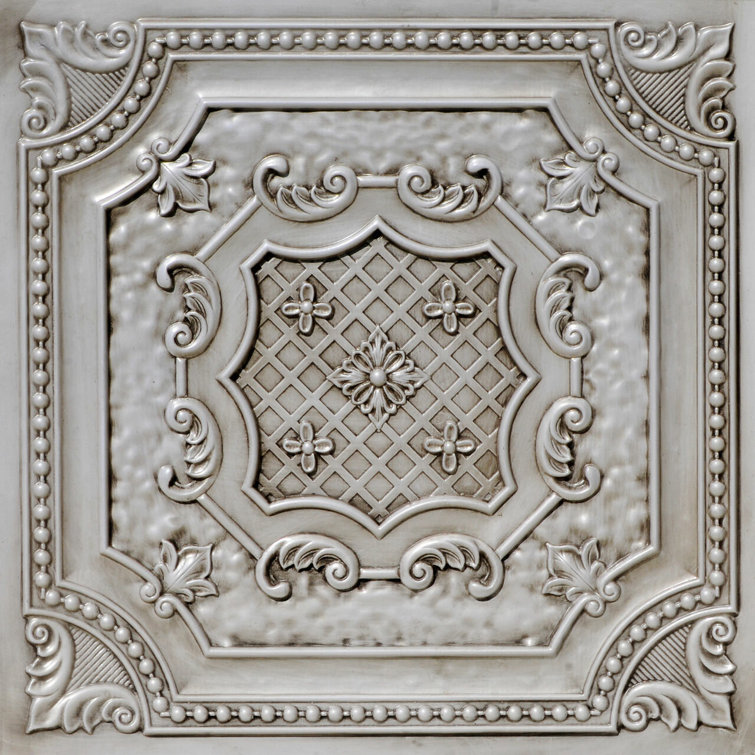 Elizabethan Shield Antique White PVC Ceiling Tile