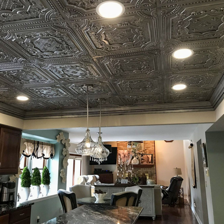 Elizabethan Shield 24'' x 24'' White Textured PVC Ceiling Tile