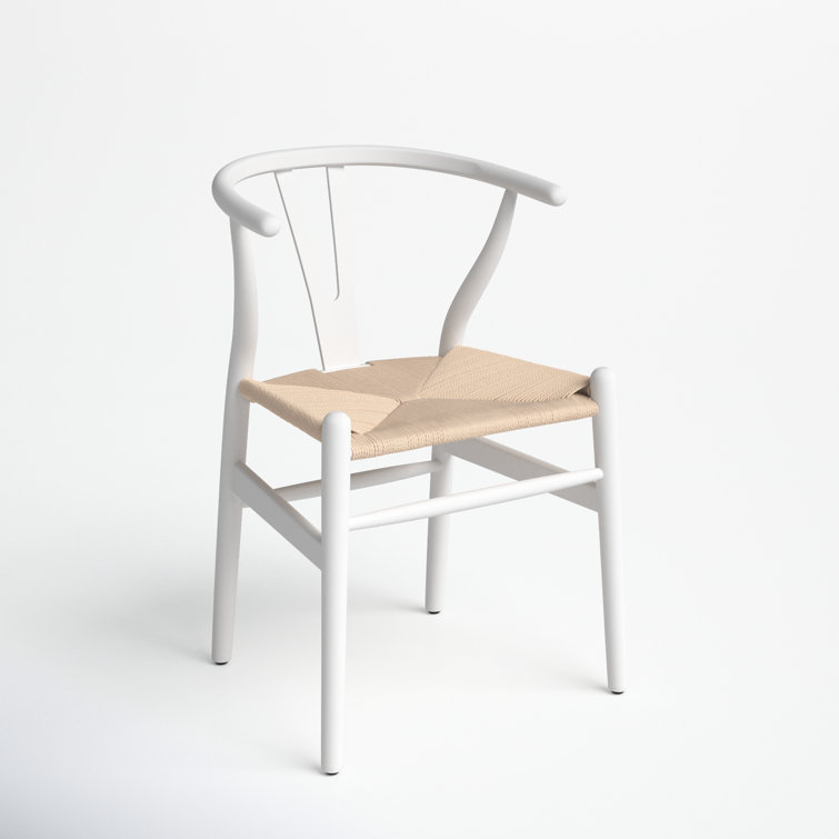 Wyn Solid Wood Weave Mid-Century Modern Dining Chair in White