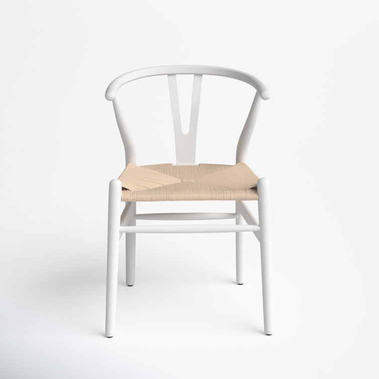 Wyn Solid Wood Weave Mid-Century Modern Dining Chair in White