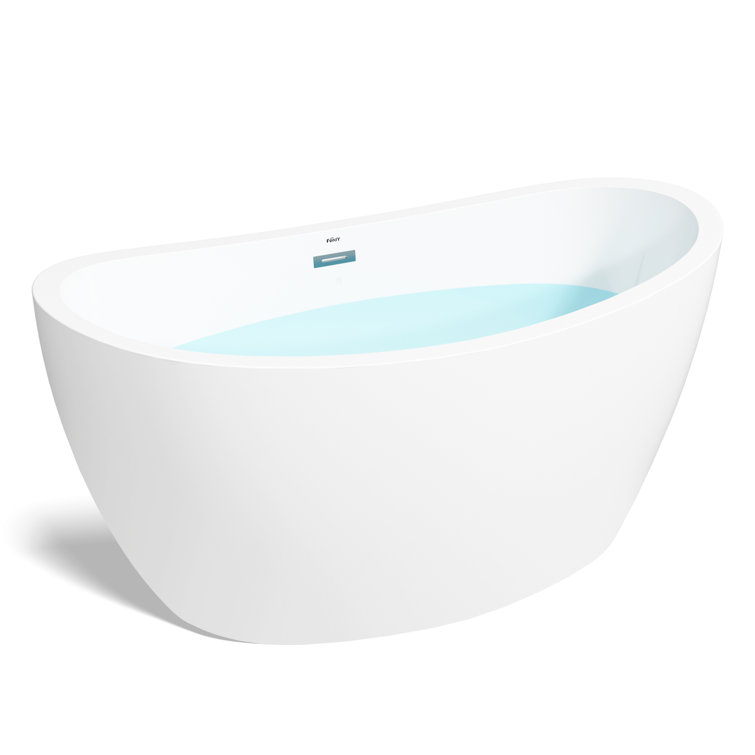 Naha 59'' White Freestanding Acrylic Soaking Bathtub