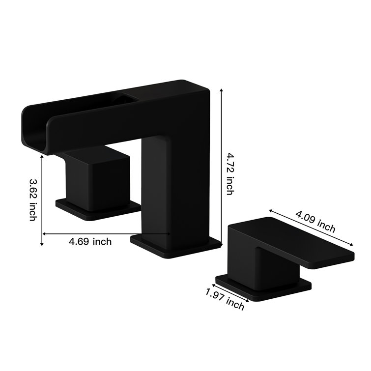 Matte Black Widespread 2-Handle Bathroom Faucet with Metal Drain