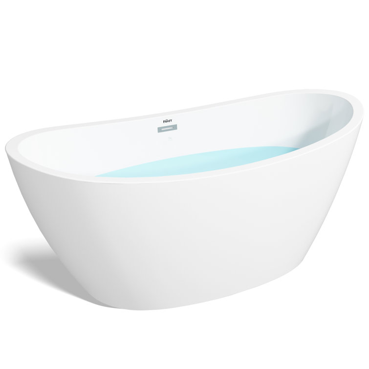 Naha 67" Glossy White Acrylic Freestanding Soaking Bathtub