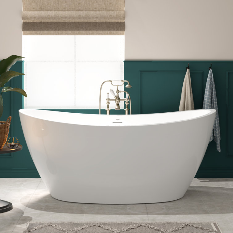 Naha 67" Glossy White Acrylic Freestanding Soaking Bathtub