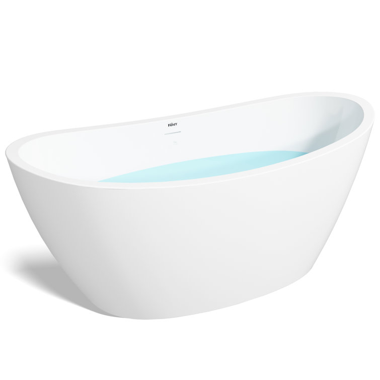 Naha 67" Glossy White Acrylic Freestanding Soaking Bathtub