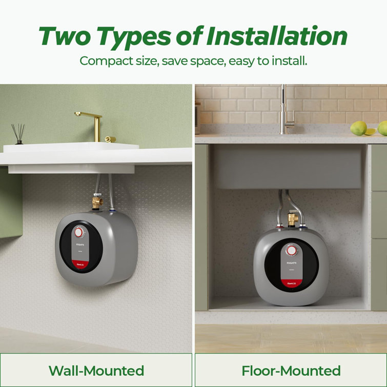 FOGATTI 4 Gallon Gray Electric Mini Tank Water Heater