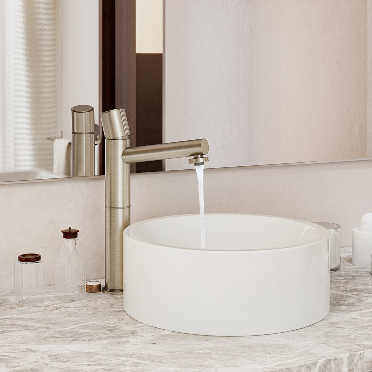 Brushed Gold Stainless Steel Bathroom Vessel Sink Faucet