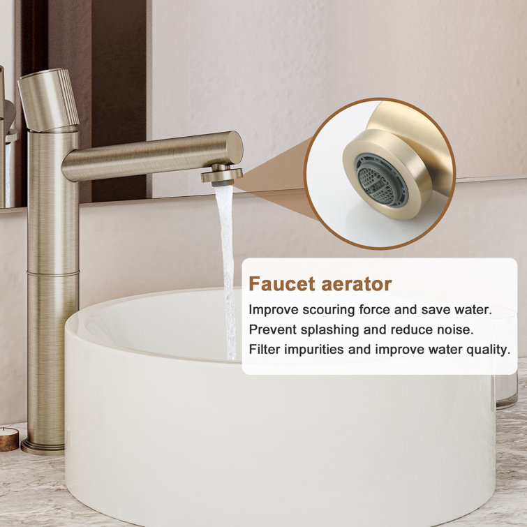 Brushed Gold Stainless Steel Bathroom Vessel Sink Faucet