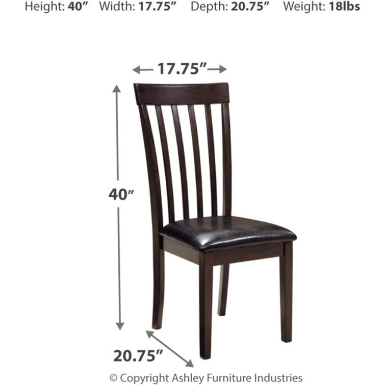 Transitional Dark Brown Leather Upholstered Side Chair with Wood Slat