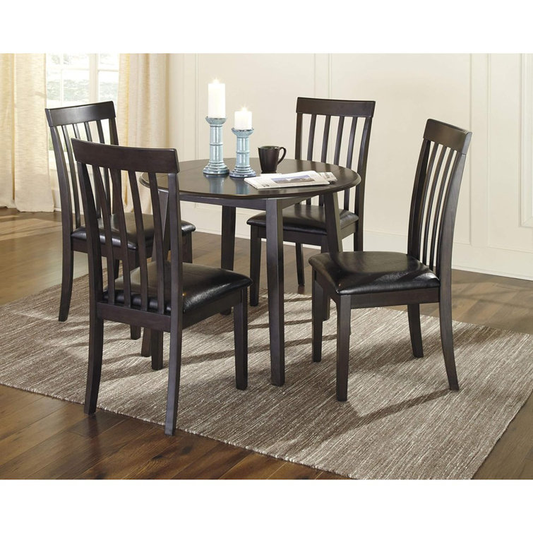 Transitional Dark Brown Leather Upholstered Side Chair with Wood Slat