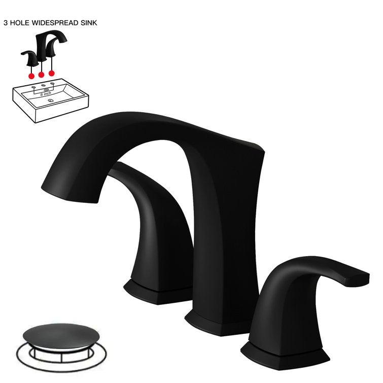 Matte Black Widespread Double Handle Bathroom Faucet Set