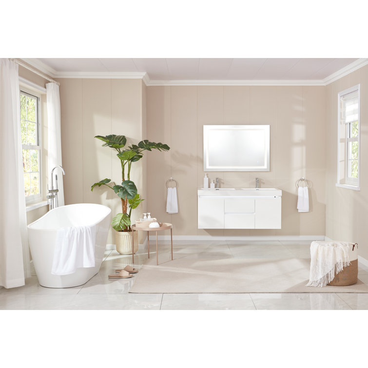 55" White Acrylic Freestanding Soaking Bathtub