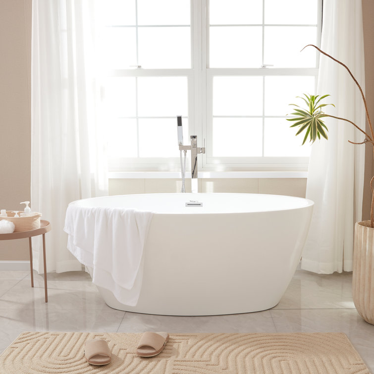 Pure White Acrylic Freestanding Soaking Bathtub