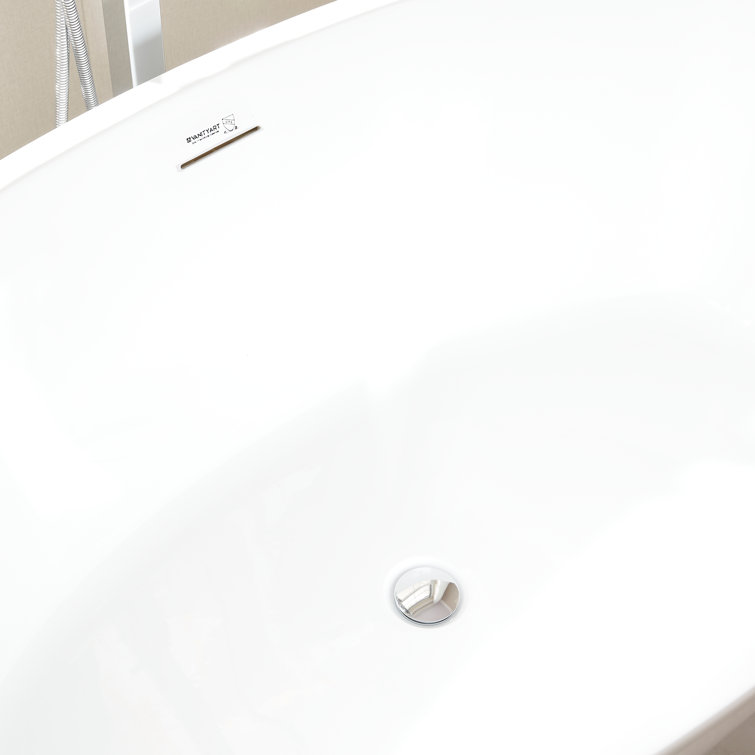 White Acrylic Freestanding Soaking Bathtub with Integrated Overflow