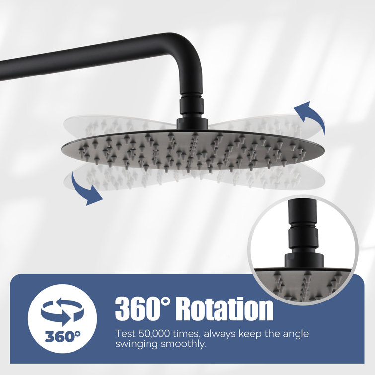 Matte Black Large Round Dual Rain Shower System with Handheld