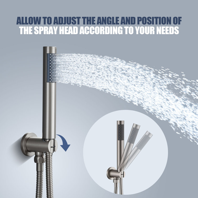 Brushed Nickel 10-Inch Rain Shower System with Handheld Spray