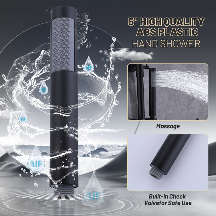 Matte Black Wall-Mounted Shower System with Handheld and Rain Options
