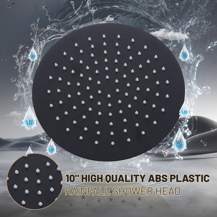 Matte Black Wall-Mounted Shower System with Handheld and Rain Options