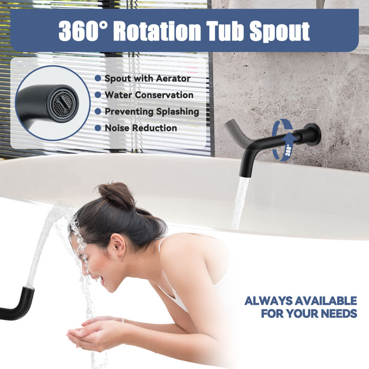 Matte Black Large Round Dual Rain Shower System with Handheld