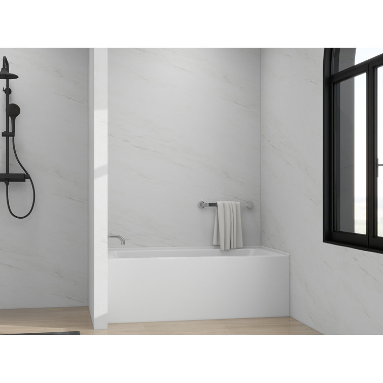 White Acrylic Alcove Skirt Bathtub with Left Drain