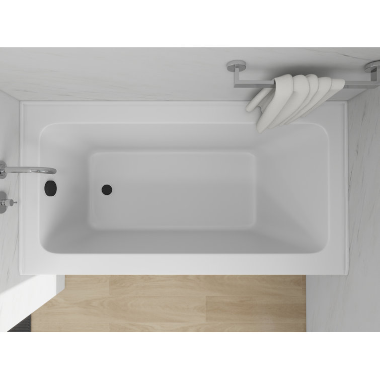 White Acrylic Alcove Soaking Bathtub with Skirt and Overflow
