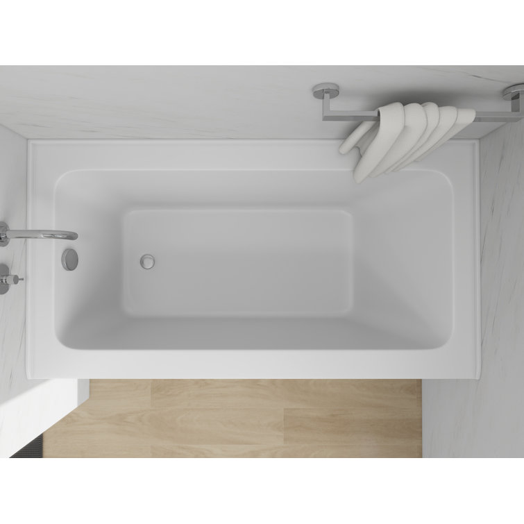 White Acrylic Alcove Skirt Bathtub with Left Drain