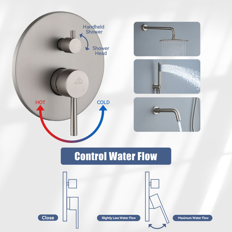 Brushed Nickel 10-Inch Rain Shower System with Handheld Spray