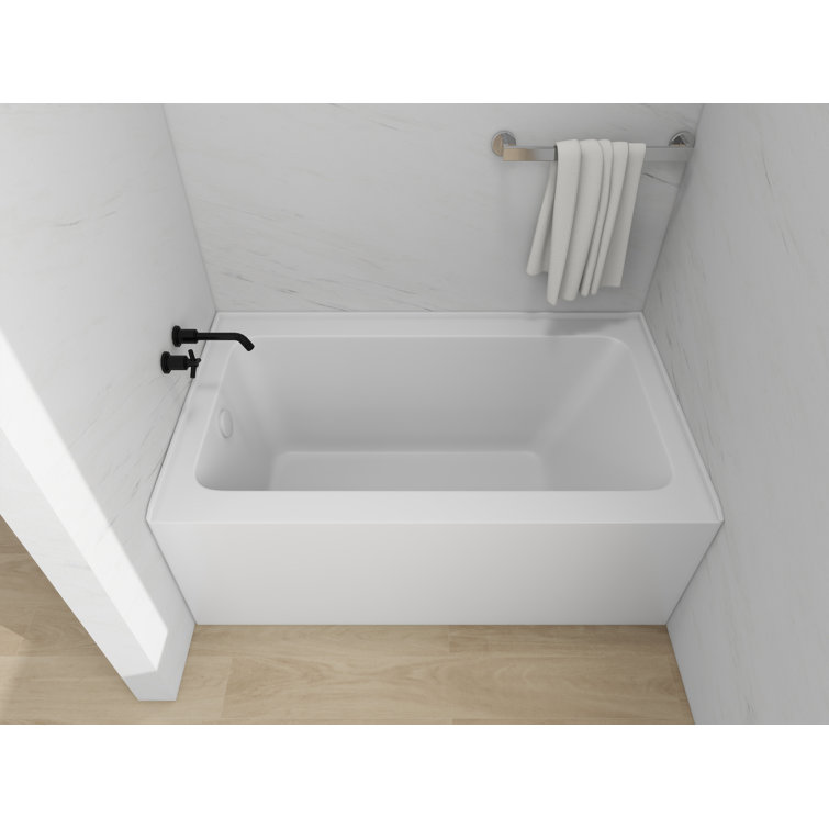 Pure White Acrylic Alcove Soaking Bathtub with Skirt