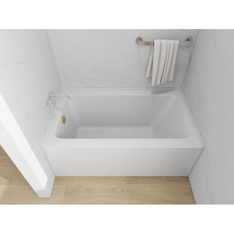 White Acrylic Alcove Skirt Bathtub with Left Drain, 54" x 32"