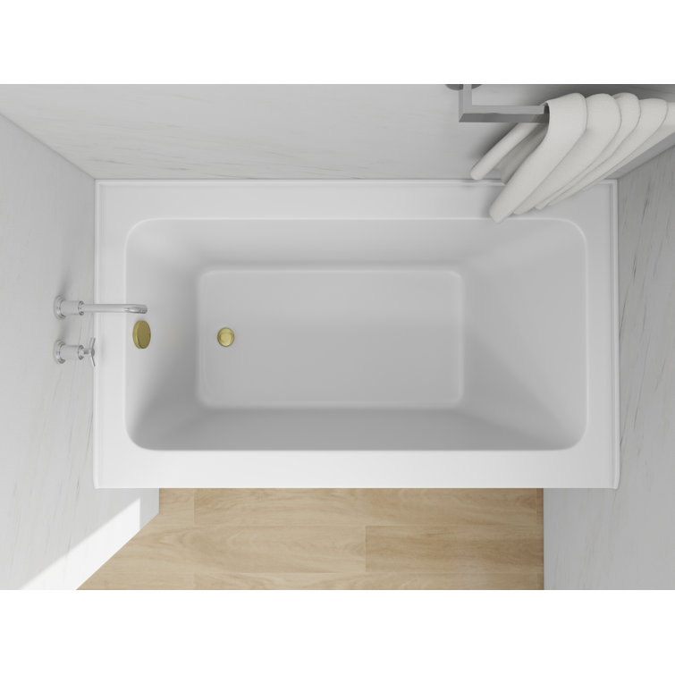 White Acrylic Alcove Skirt Bathtub with Left Drain, 54" x 32"