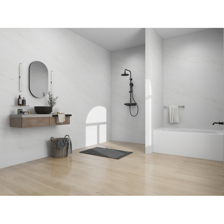 White Acrylic 54-Inch Alcove Soaking Bathtub with Right Drain