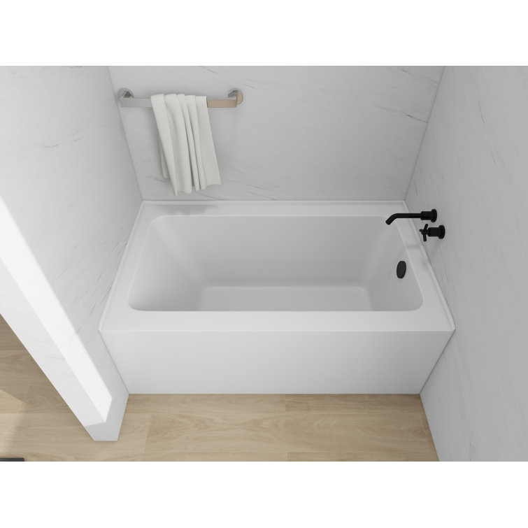 White Acrylic Alcove Soaking Bathtub with Right Drain