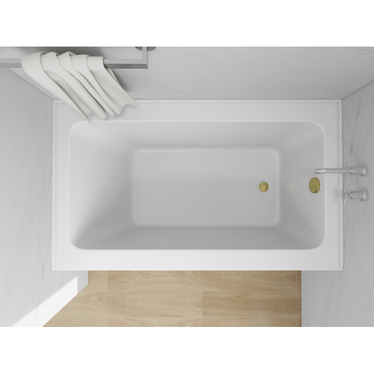 White Acrylic 54-Inch Alcove Soaking Bathtub with Right Drain