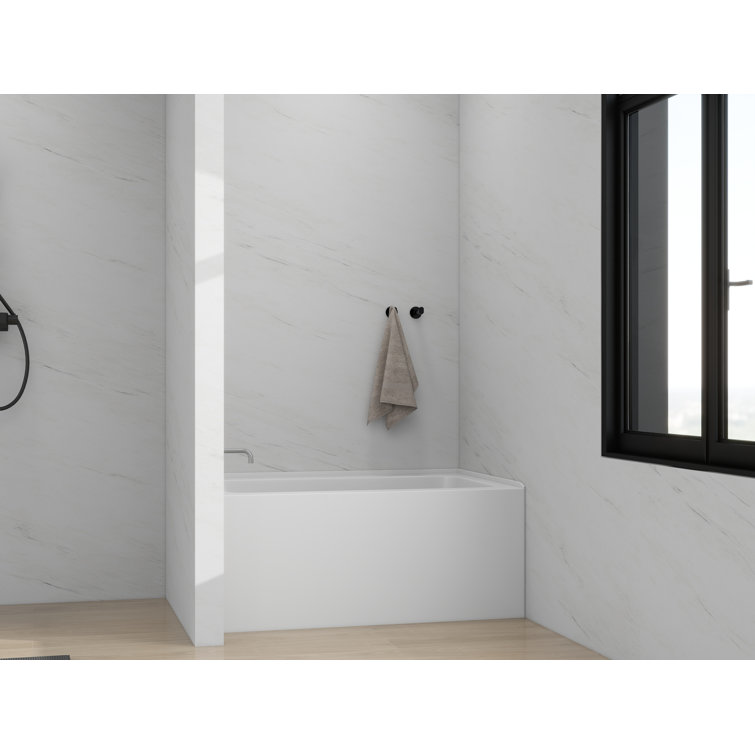 White Acrylic Alcove Skirt Bathtub with Left Drain