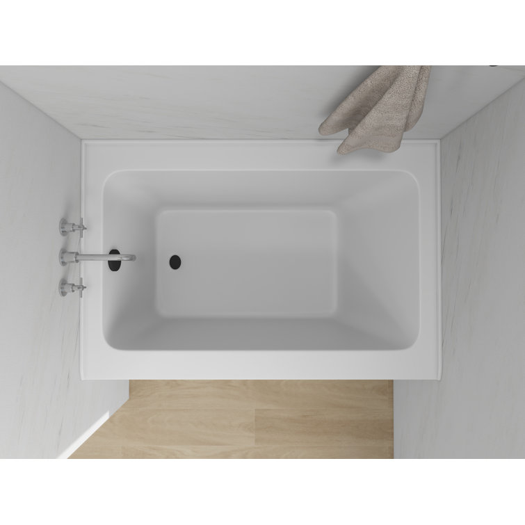 White Acrylic Alcove Skirt Bathtub with Left Drain