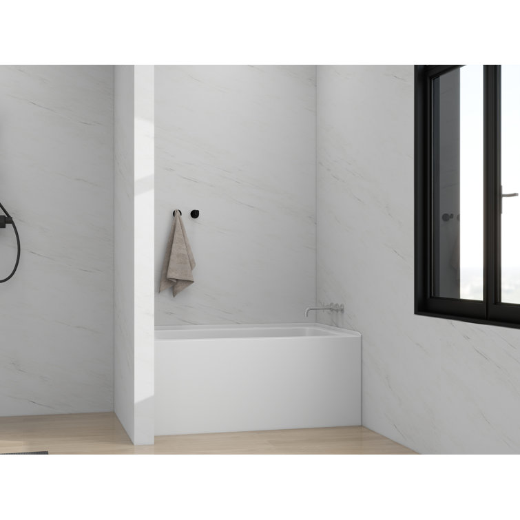 White Acrylic Alcove Soaking Bathtub with Right Drain