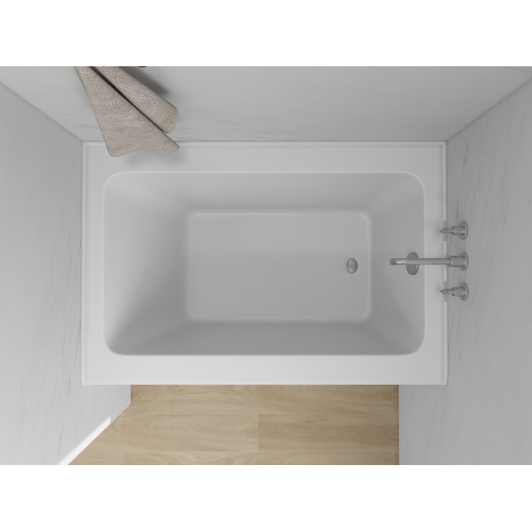 White Acrylic Alcove Soaking Bathtub with Right Drain