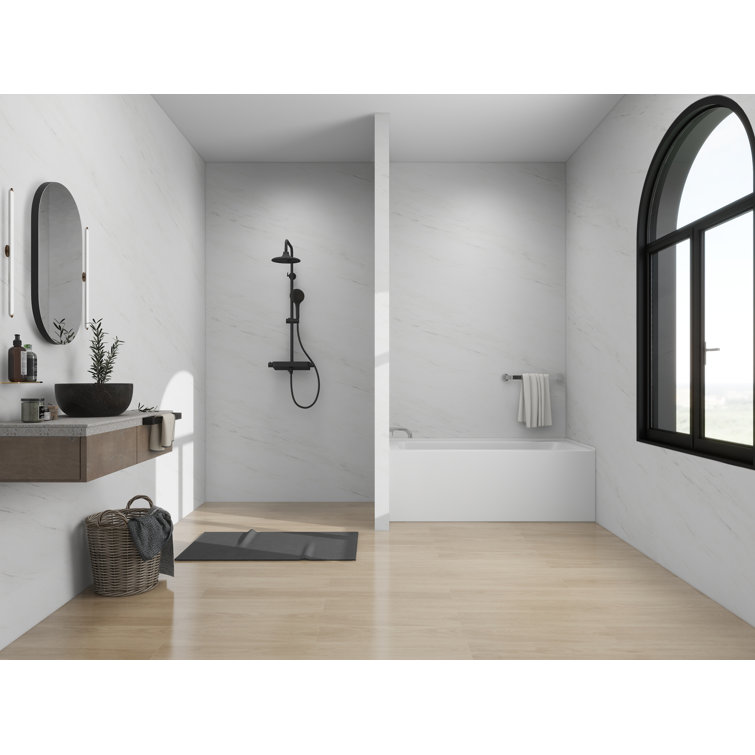 White Matte Black 60" Acrylic Alcove Skirt Bathtub