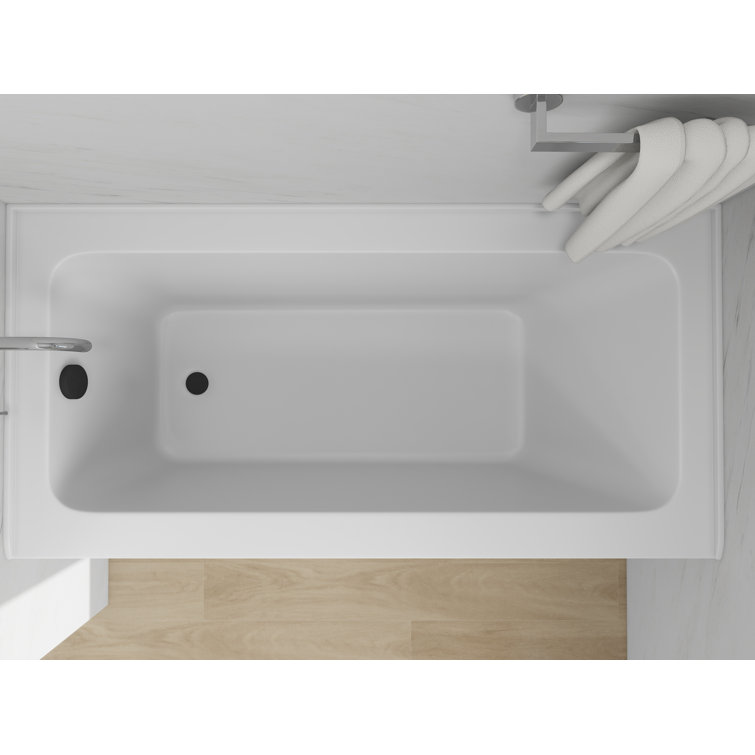 White Matte Black 60" Acrylic Alcove Skirt Bathtub
