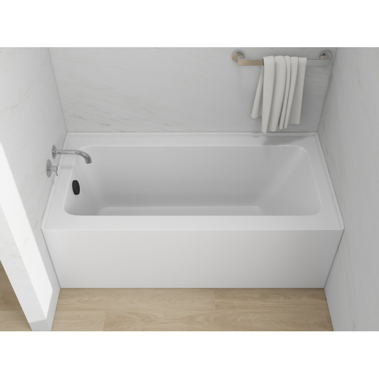 White Matte Black 60" Acrylic Alcove Skirt Bathtub
