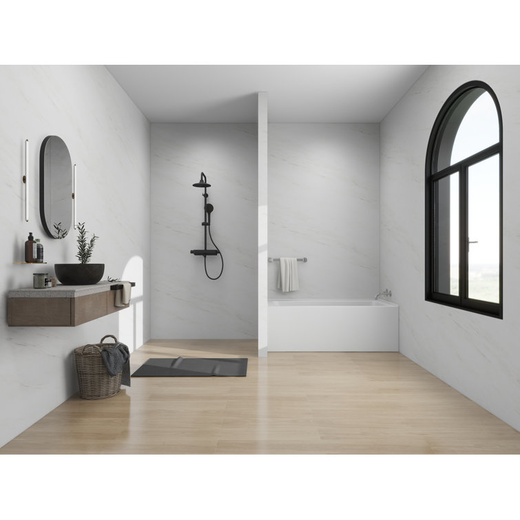 Pure White Acrylic Alcove Skirt Soaking Bathtub with Right Drain