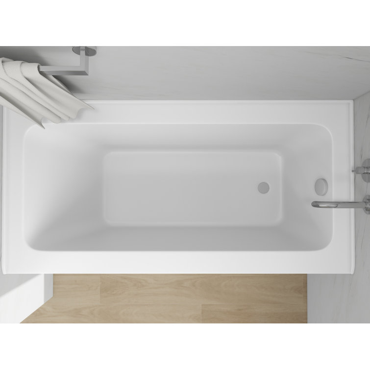Pure White Acrylic Alcove Skirt Soaking Bathtub with Right Drain
