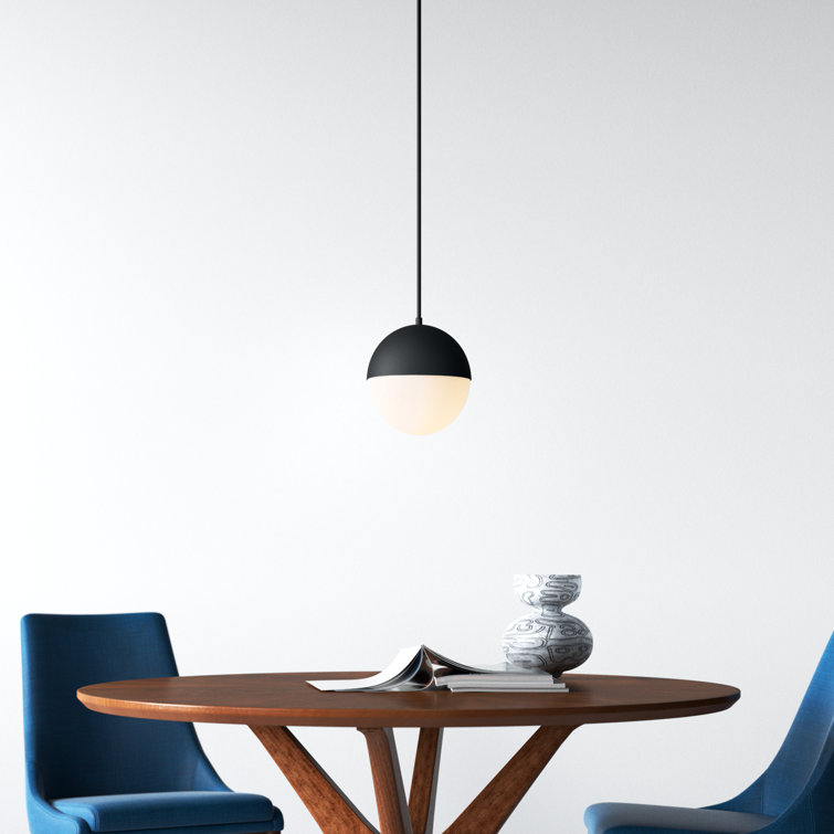 Half Moon 11.75" Satin White Glass & Black Nickel LED Island Pendant