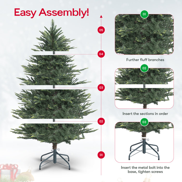 4' 3'' Green Artificial Pine Christmas Tree with Multicolored LED Lights