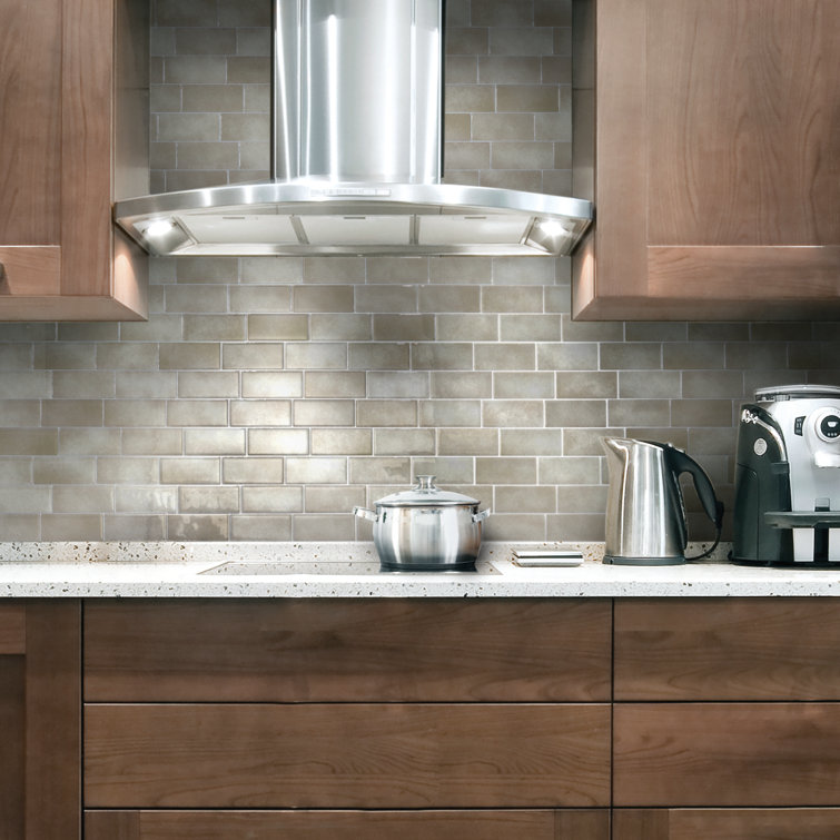 Metro Cologne Beige Glossy Peel and Stick Backsplash Tile