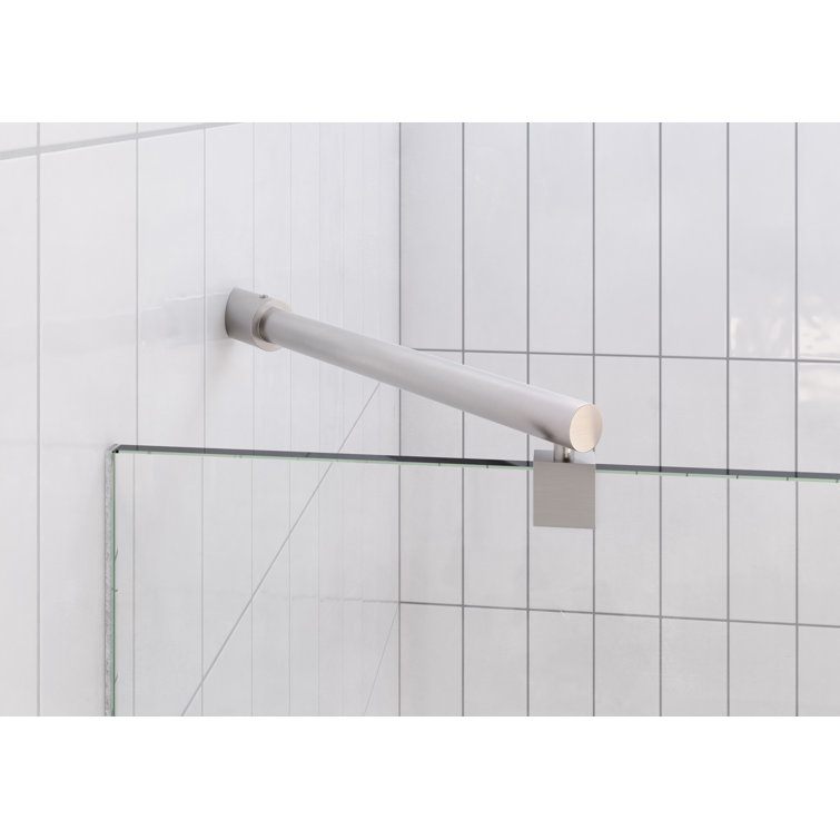 Halo 60" x 78" Frameless Clear Glass Hinged Shower Door in Brushed Nickel