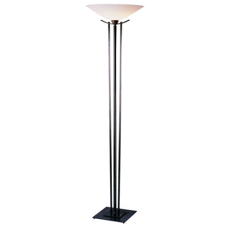 Black and Sand Glass Torchiere Floor Lamp