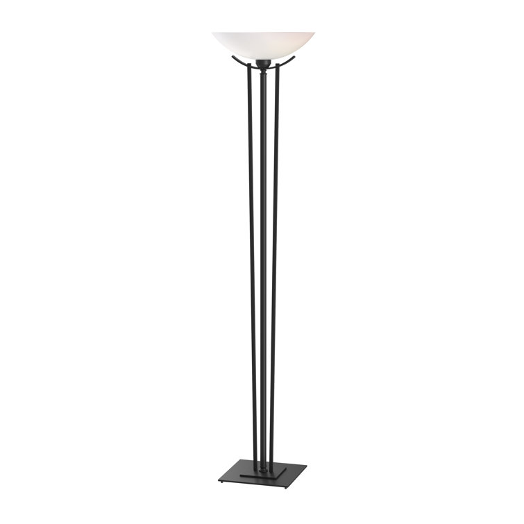 Black and Sand Glass Torchiere Floor Lamp