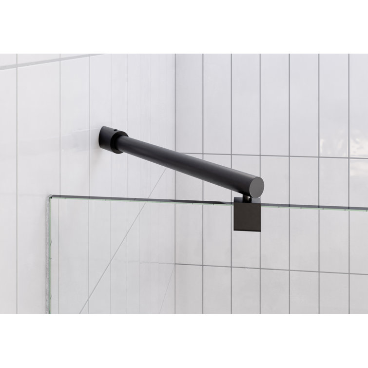 Matte Black Frameless Glass Hinged Shower Door, 78" x 60.9"