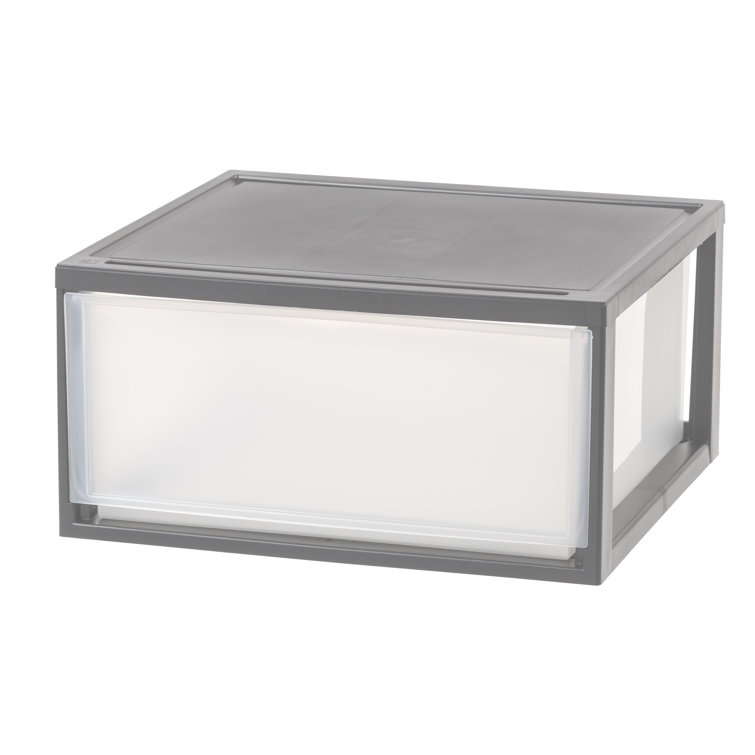 Gray Stackable Plastic Storage Drawers with Clear Fronts, 47 Qt, 2-Pack